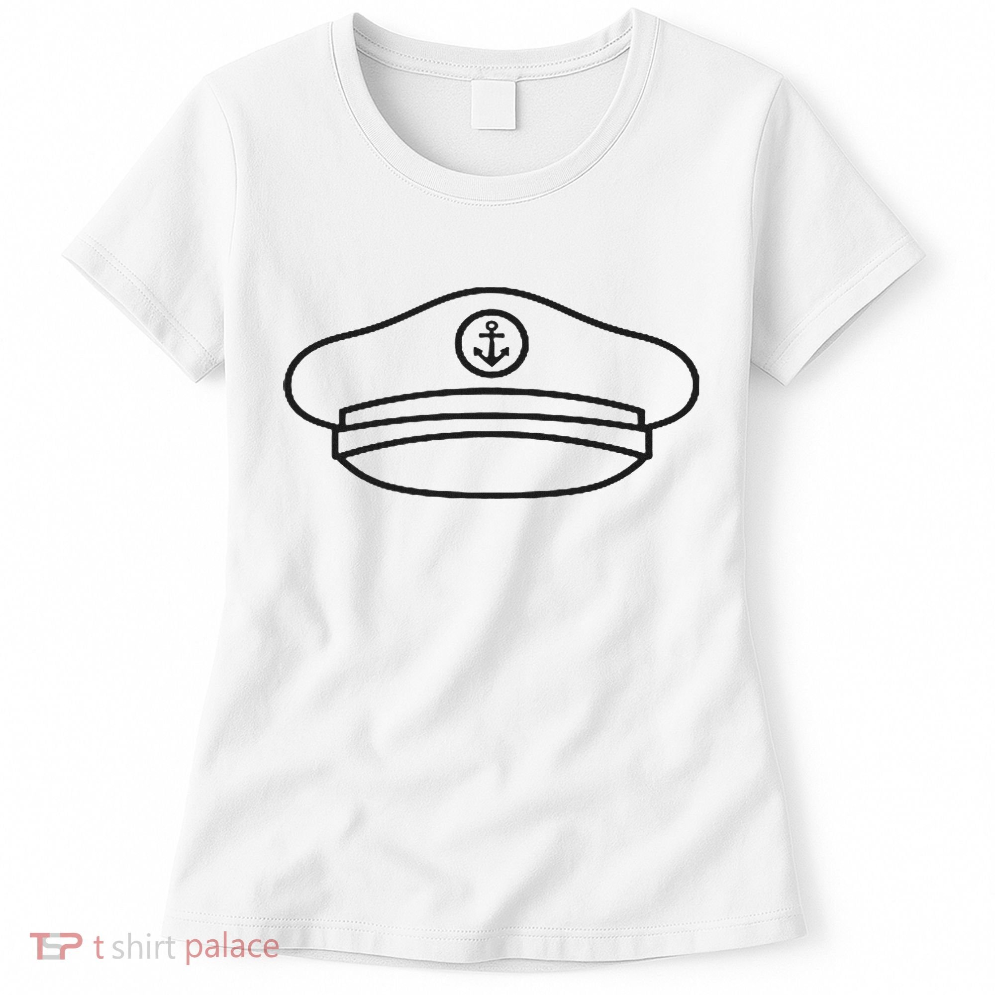 Minimalist Captain Hat Pocket Badge Icon Nautical Women's T-Shirt