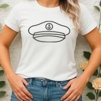 Minimalist Captain Hat Pocket Badge Icon Nautical Women's T-Shirt thumb 2
