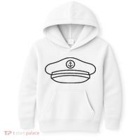 Minimalist Captain Hat Pocket Badge Icon Nautical Kids Hoodie thumb 0