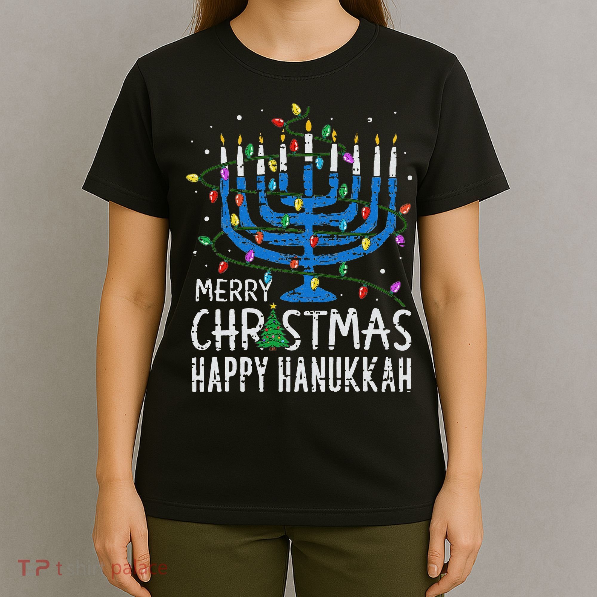 Merry Chrismukkah Happy Christmas Hanukkah Chanukah Jewish T-Shirt