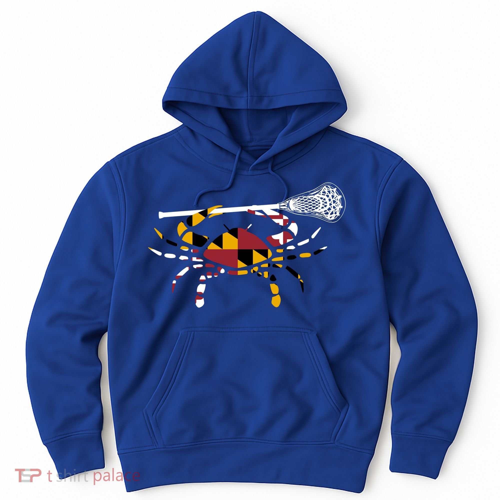 Maryland Crab Holding Lacrosse Stick Boys Girls Lax Funny Gift Hoodie