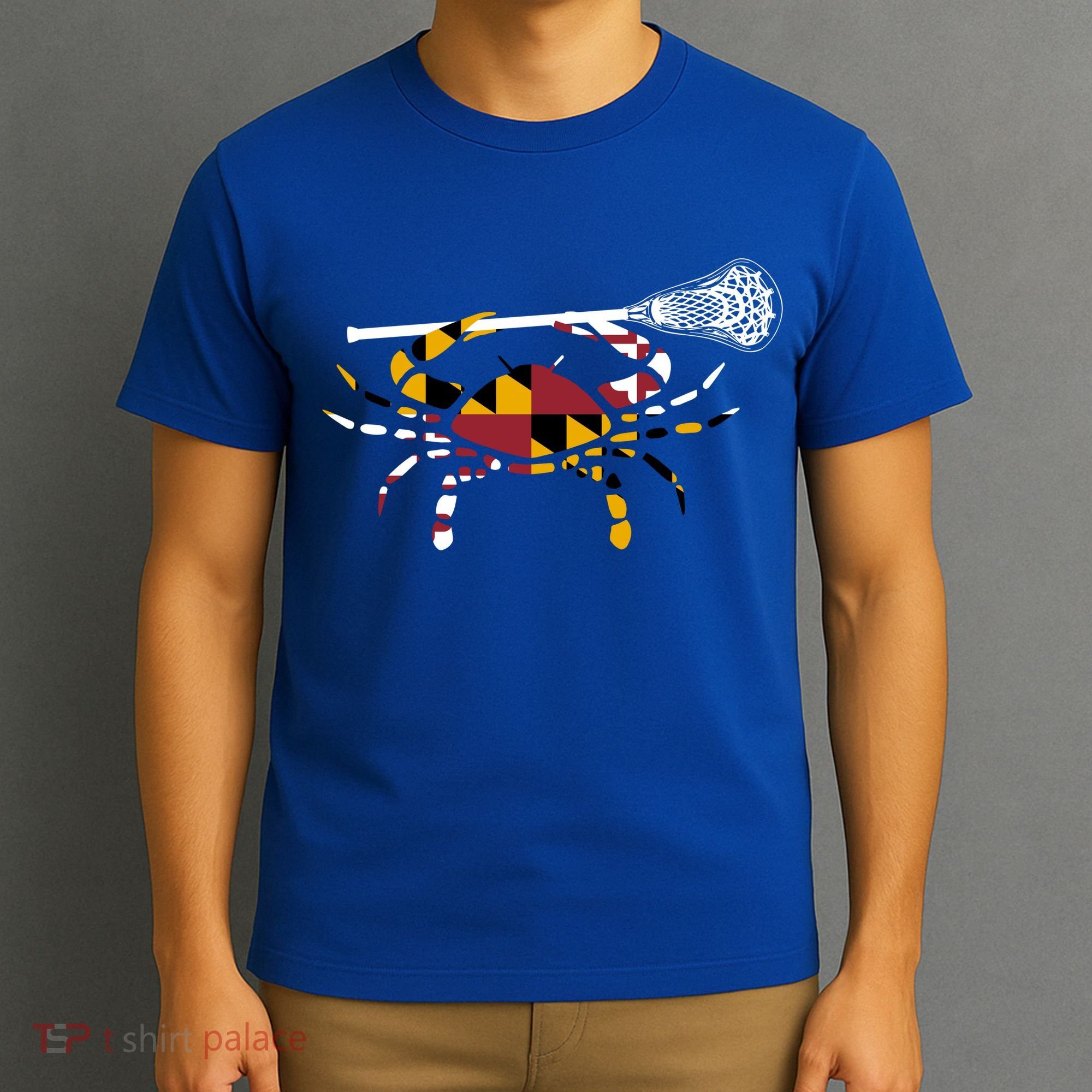 Maryland Crab Holding Lacrosse Stick Boys Girls Lax Funny Gift T-Shirt