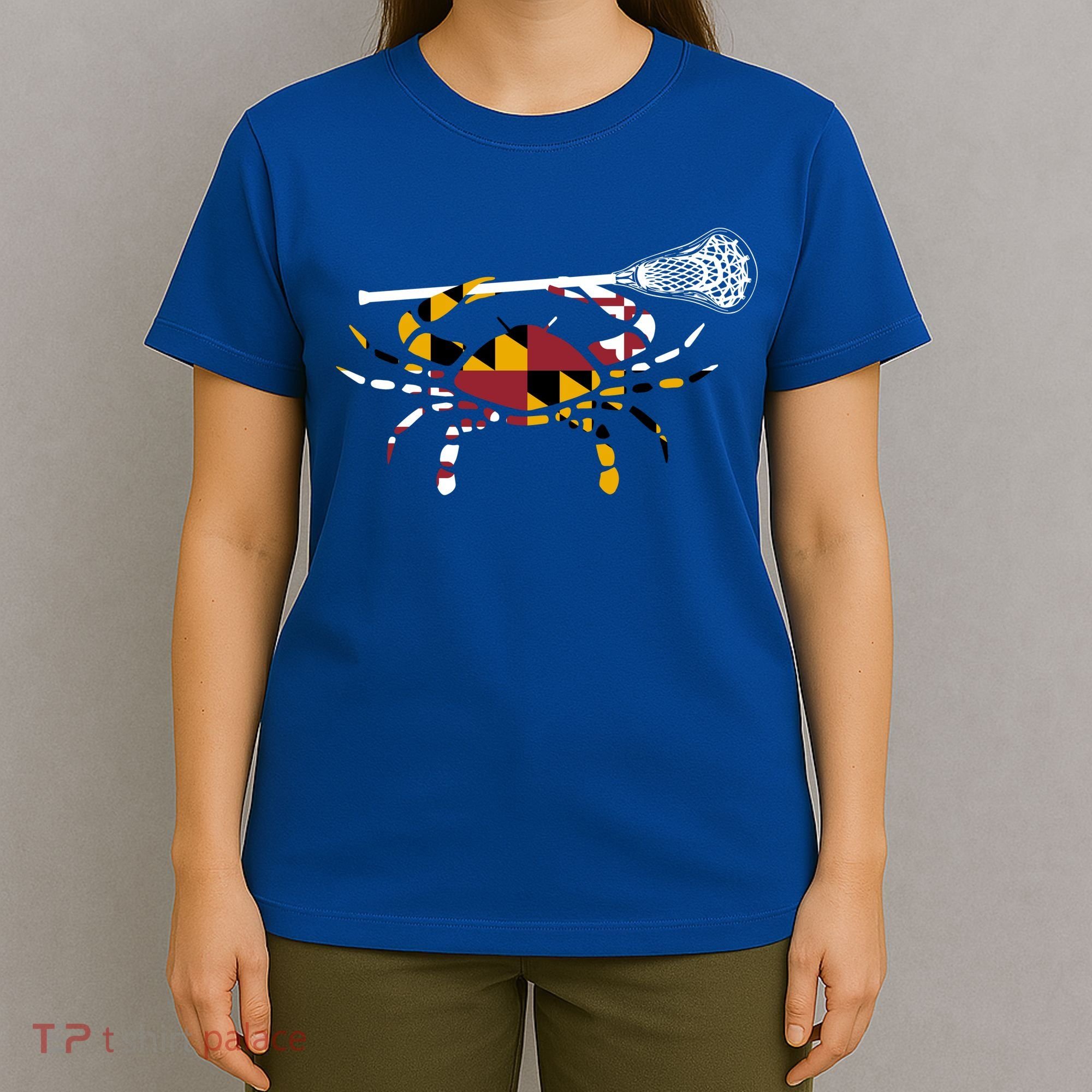 Maryland Crab Holding Lacrosse Stick Boys Girls Lax Funny Gift T-Shirt