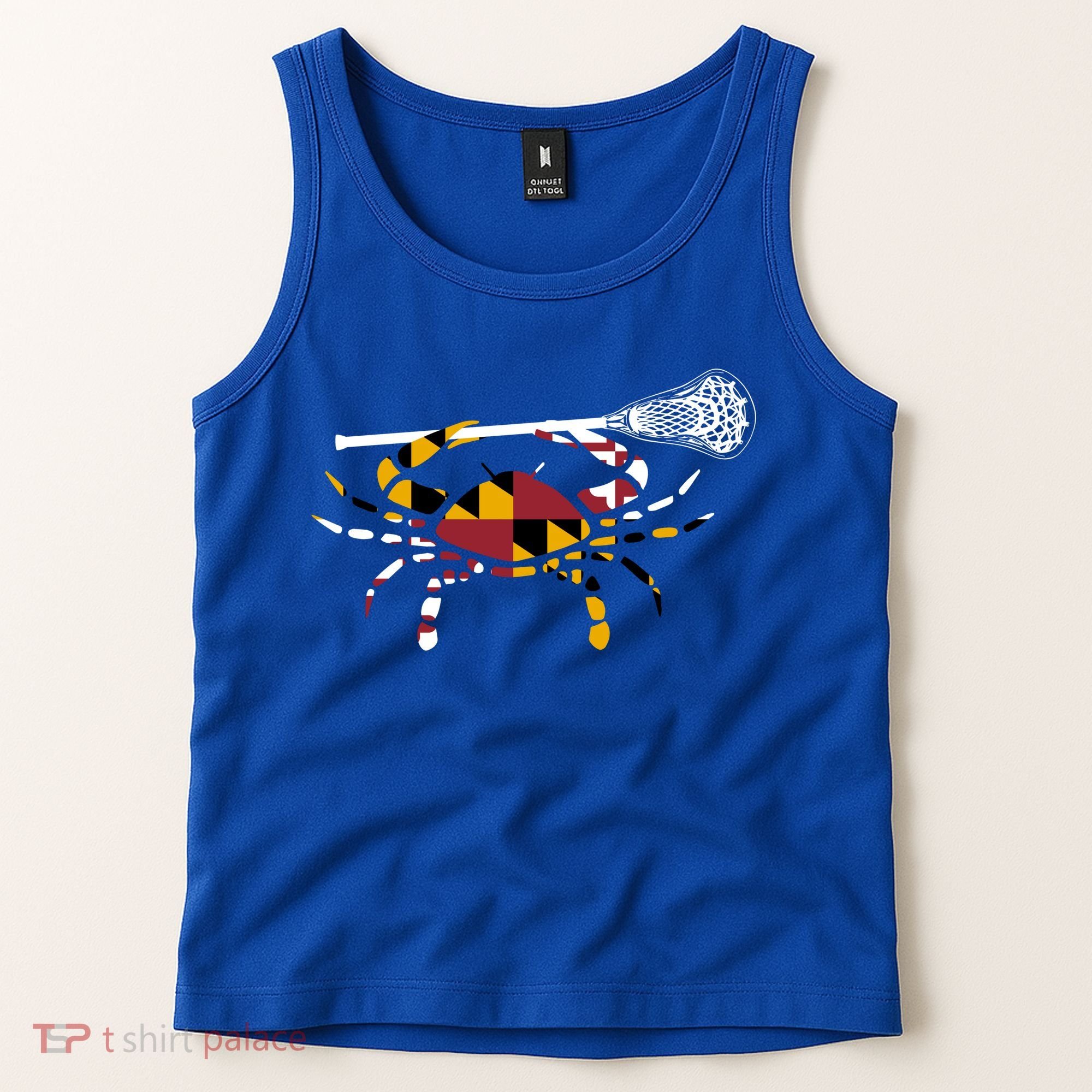 Maryland Crab Holding Lacrosse Stick Boys Girls Lax Funny Gift Tank Top