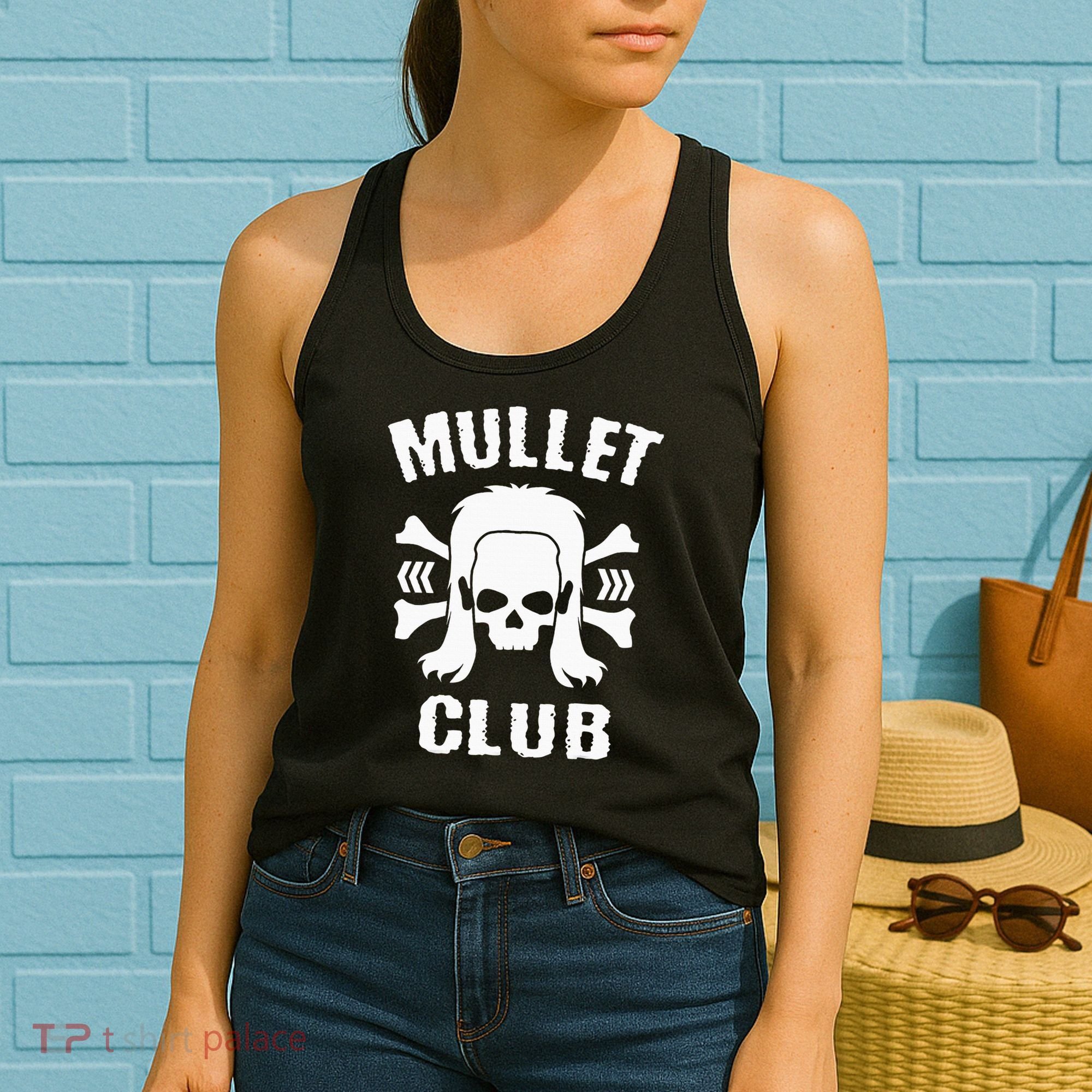 Mullet Club Hairstyle Bones Skull Women's Tank Top
