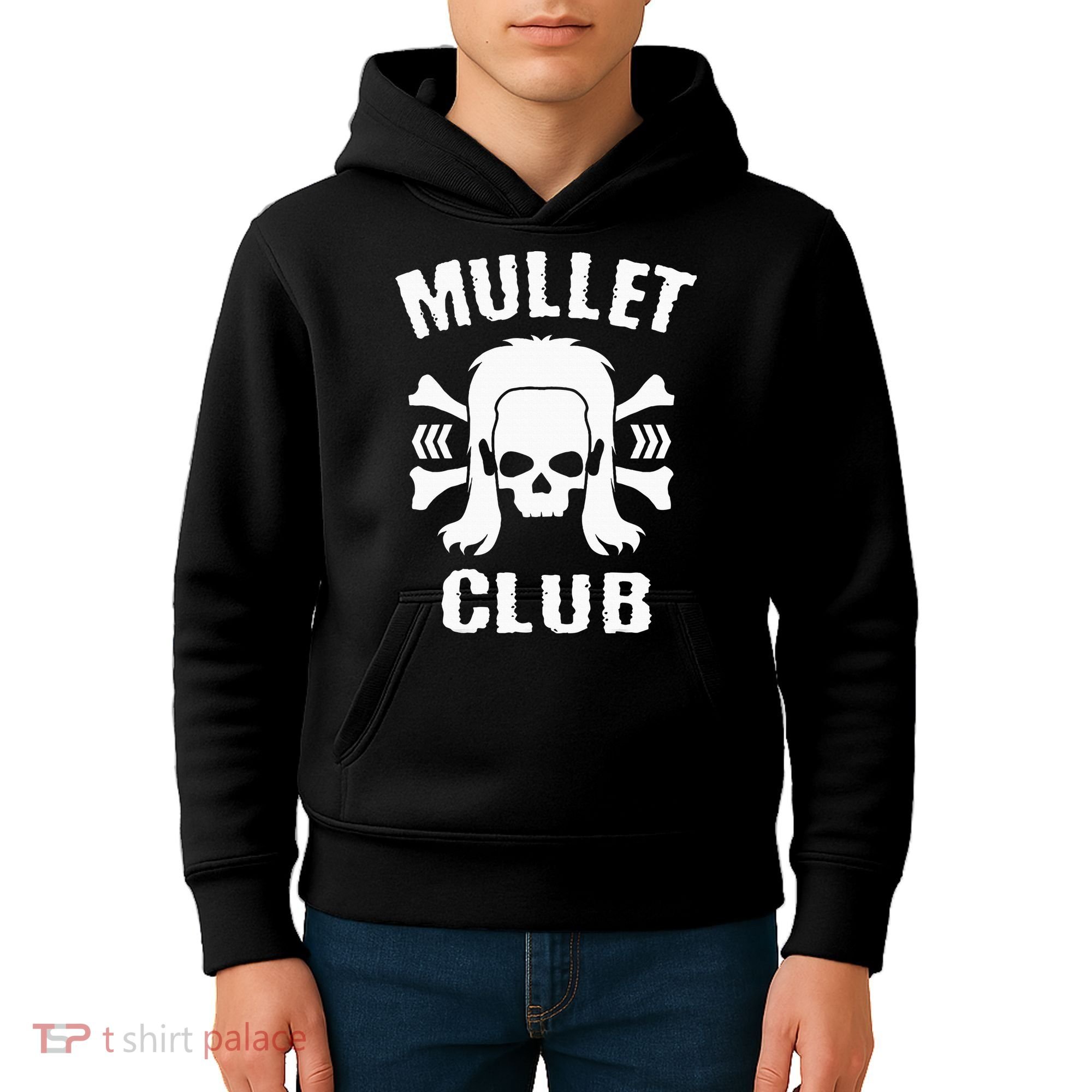 Mullet Club Hairstyle Bones Skull Kids Hoodie