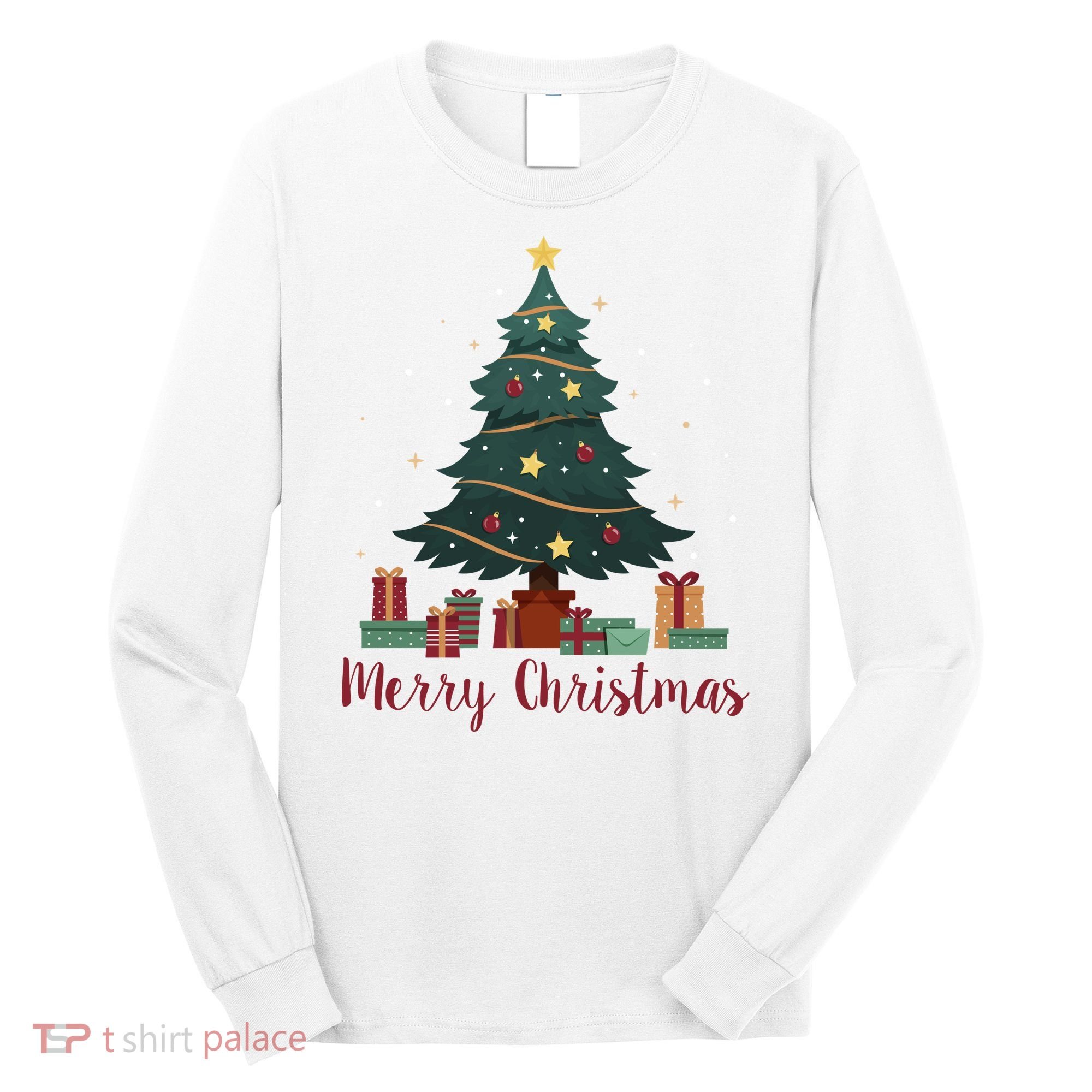 Merry Christmas Holiday Tree Festive Long Sleeve Shirt