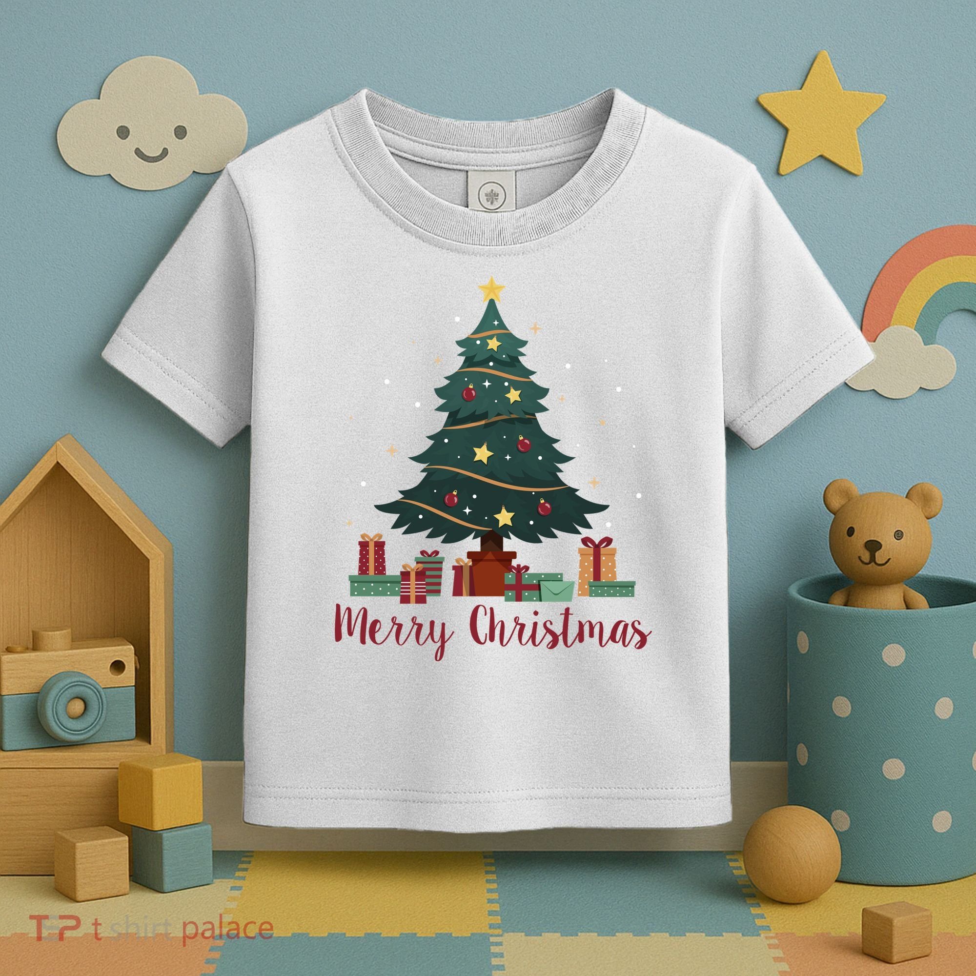 Merry Christmas Holiday Tree Festive Toddler T-Shirt