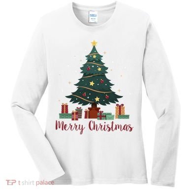 Merry Christmas Holiday Tree Festive Women's Long Sleeve Shirt