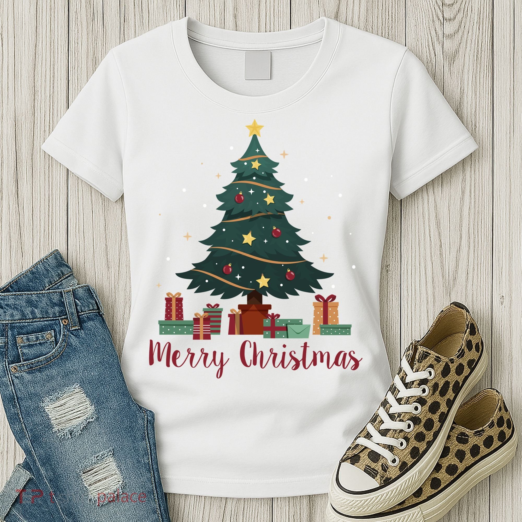 Merry Christmas Holiday Tree Festive Women's T-Shirt