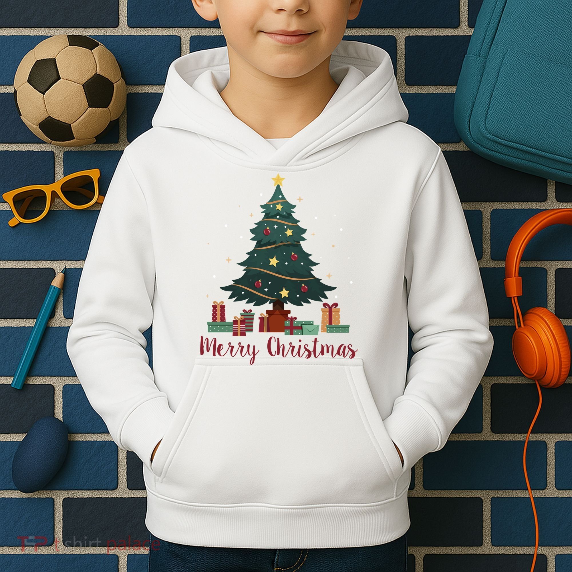 Merry Christmas Holiday Tree Festive Kids Hoodie