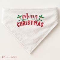 Merry Christmas Holiday Gift USA-Made Doggie Bandana thumb 0