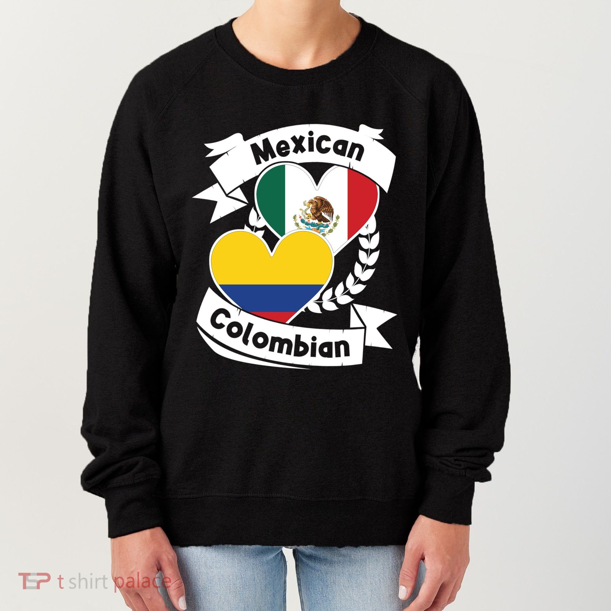 Mexican Colombian Heart Flags Mexico Colombia Gift Women's Sweatshirt