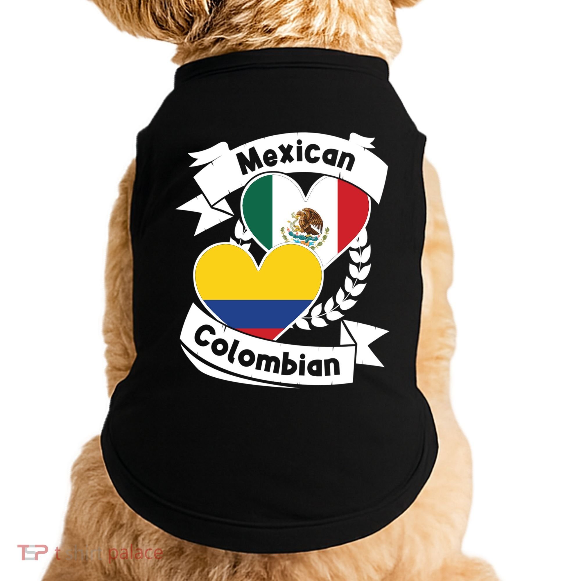 Mexican Colombian Heart Flags Mexico Colombia Gift Doggie Tank