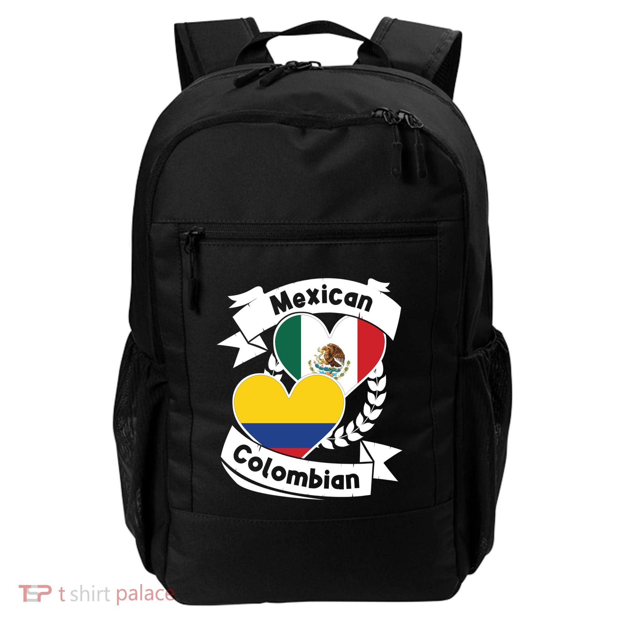 Mexican Colombian Heart Flags Mexico Colombia Gift Backpack