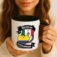 Mexican Colombian Heart Flags Mexico Colombia Gift Coffee Mug thumb 3