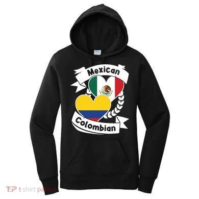 Mexican Colombian Heart Flags Mexico Colombia Gift Women's Hoodie