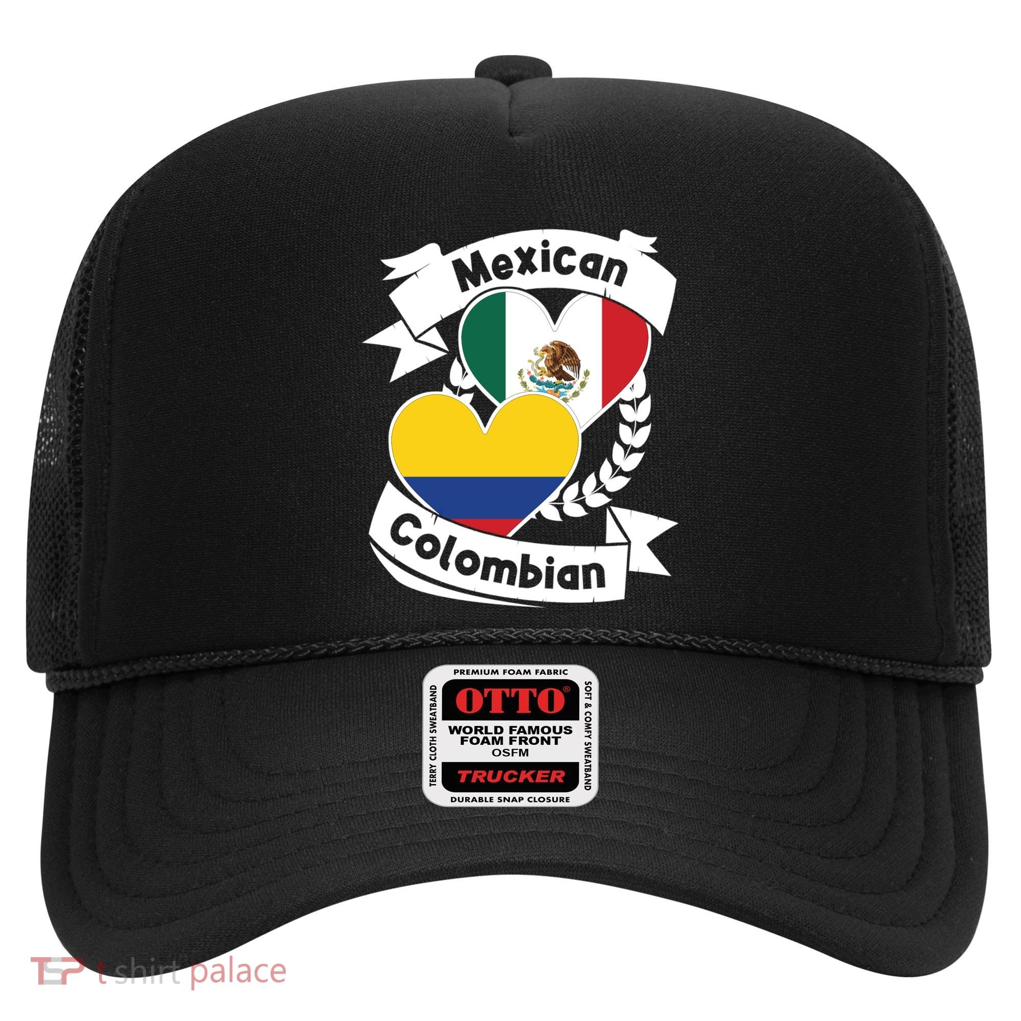 Mexican Colombian Heart Flags Mexico Colombia Gift Hat