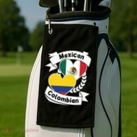 Mexican Colombian Heart Flags Mexico Colombia Gift Golf Towel thumb 2