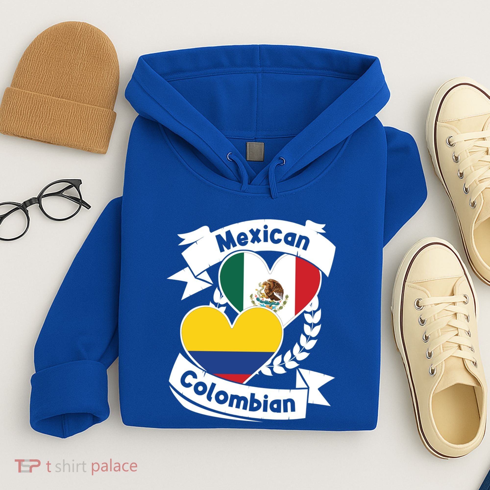 Mexican Colombian Heart Flags Mexico Colombia Gift Hoodie