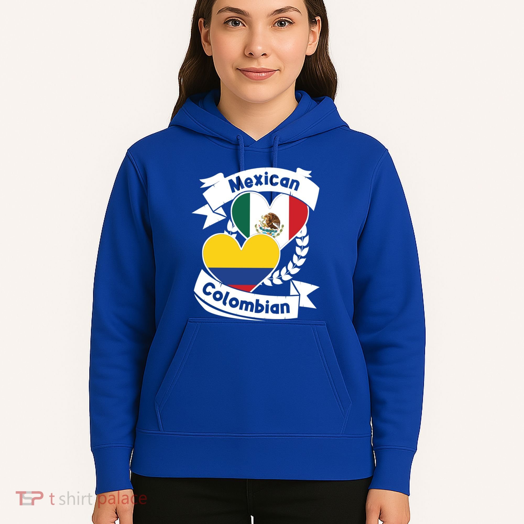 Mexican Colombian Heart Flags Mexico Colombia Gift Hoodie