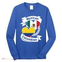 Mexican Colombian Heart Flags Mexico Colombia Gift Long Sleeve Shirt thumb 0