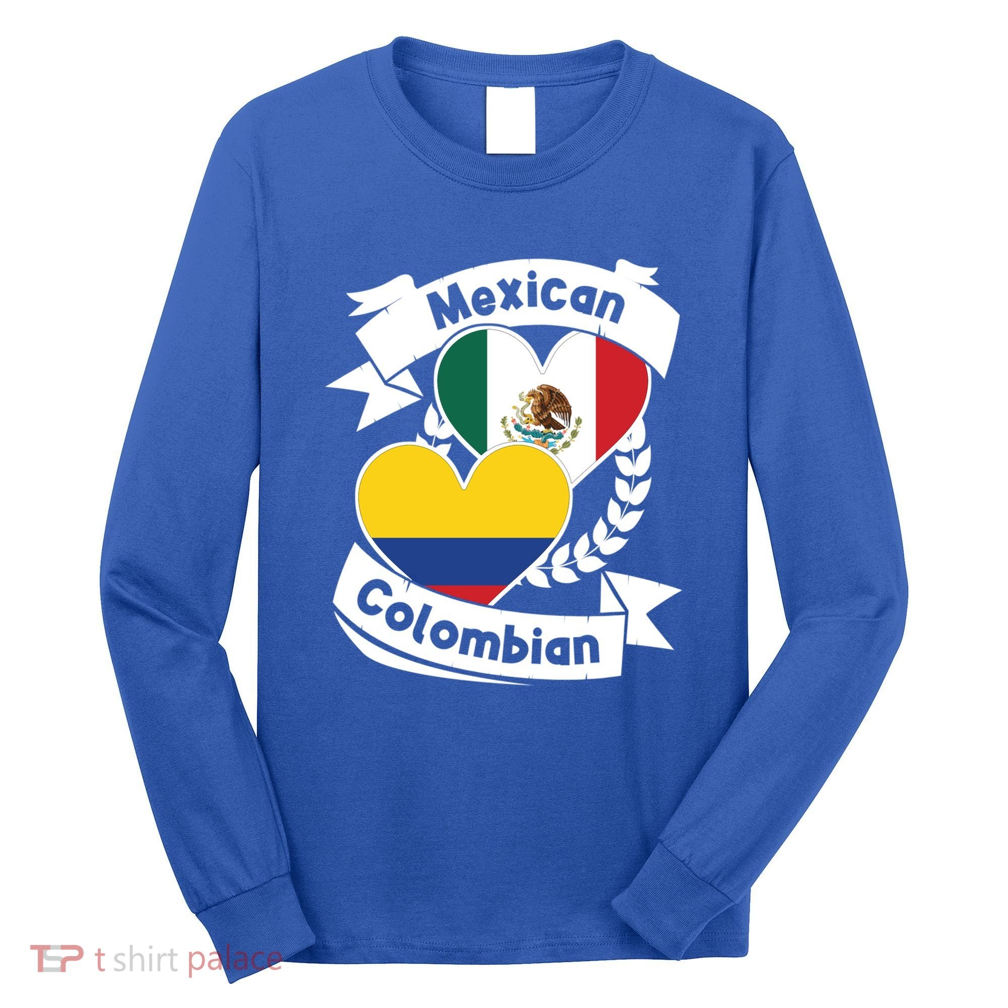 Mexican Colombian Heart Flags Mexico Colombia Gift Long Sleeve Shirt