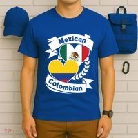Mexican Colombian Heart Flags Mexico Colombia Gift T-Shirt thumb 6