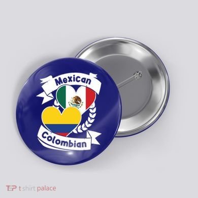 Mexican Colombian Heart Flags Mexico Colombia Gift Button