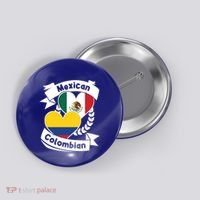 Mexican Colombian Heart Flags Mexico Colombia Gift Button thumb 0