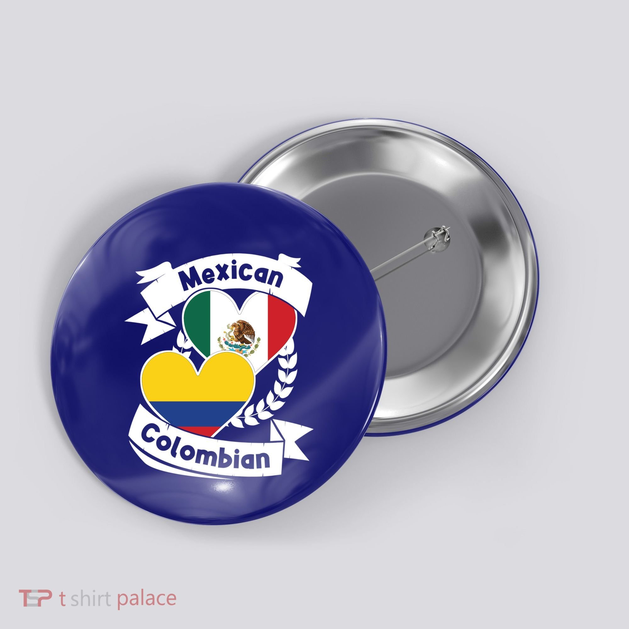 Mexican Colombian Heart Flags Mexico Colombia Gift Button