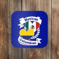 Mexican Colombian Heart Flags Mexico Colombia Gift Coaster thumb 0
