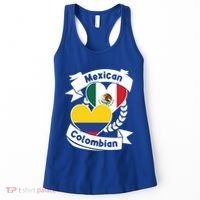 Mexican Colombian Heart Flags Mexico Colombia Gift Women's Tank Top thumb 0