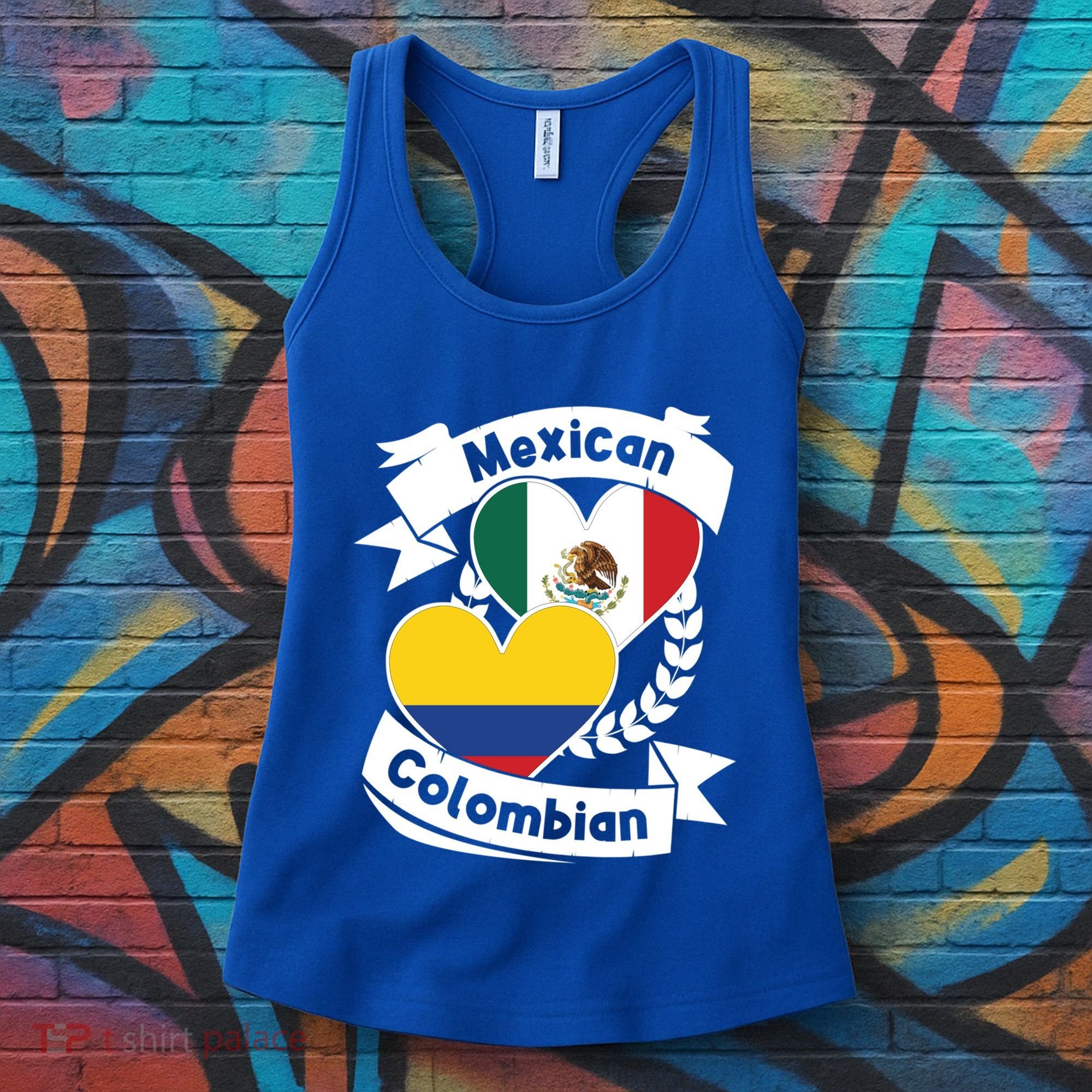 Mexican Colombian Heart Flags Mexico Colombia Gift Women's Tank Top