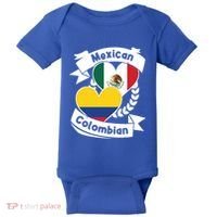 Mexican Colombian Heart Flags Mexico Colombia Gift Baby Bodysuit thumb 0