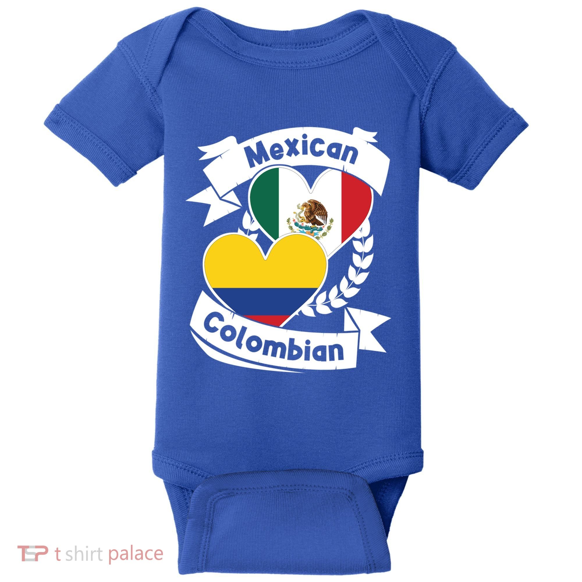 Mexican Colombian Heart Flags Mexico Colombia Gift Baby Bodysuit