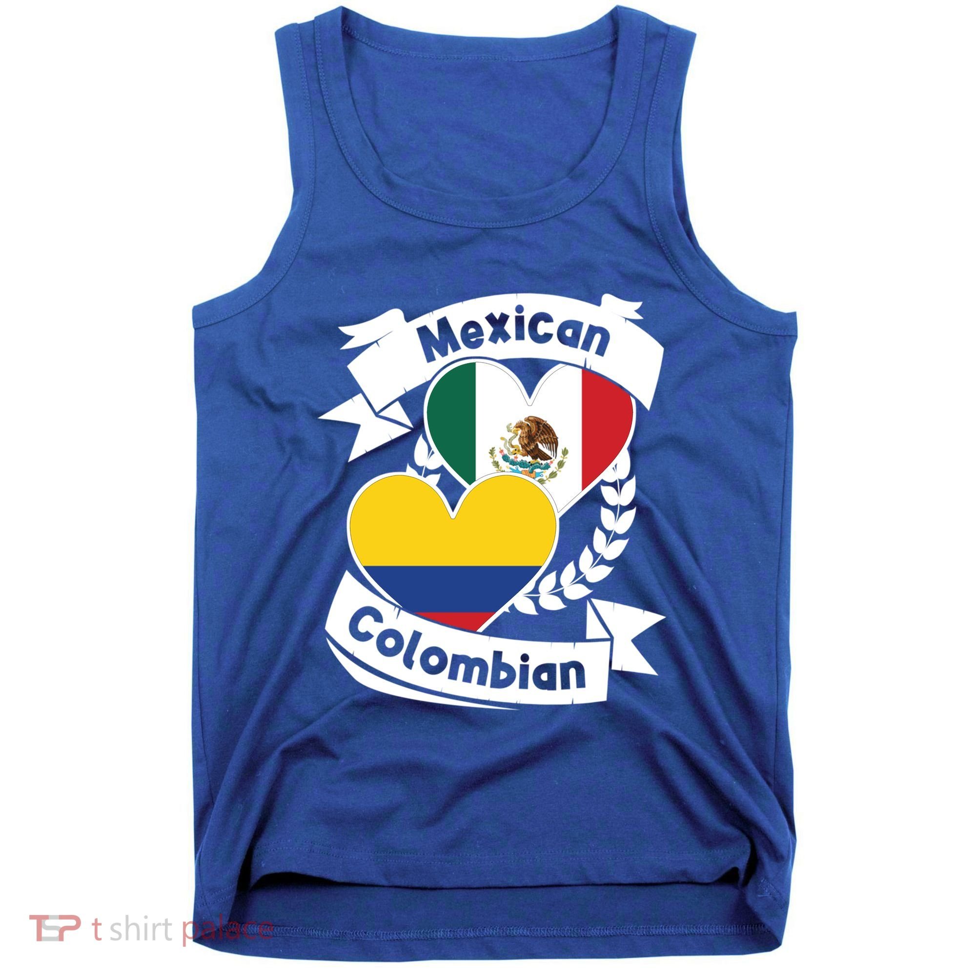 Mexican Colombian Heart Flags Mexico Colombia Gift Tank Top