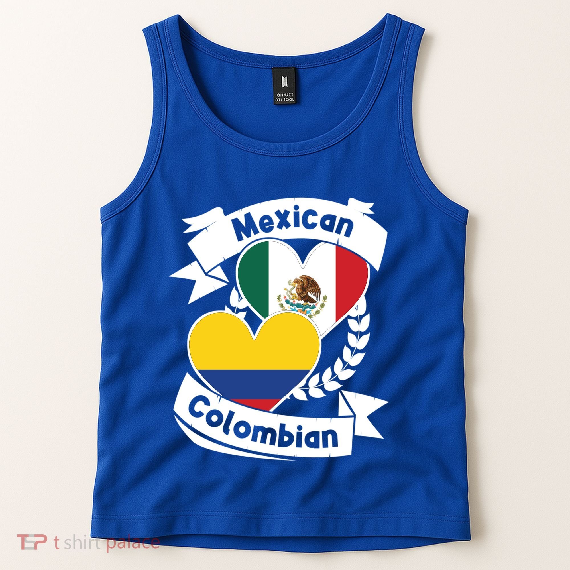 Mexican Colombian Heart Flags Mexico Colombia Gift Tank Top