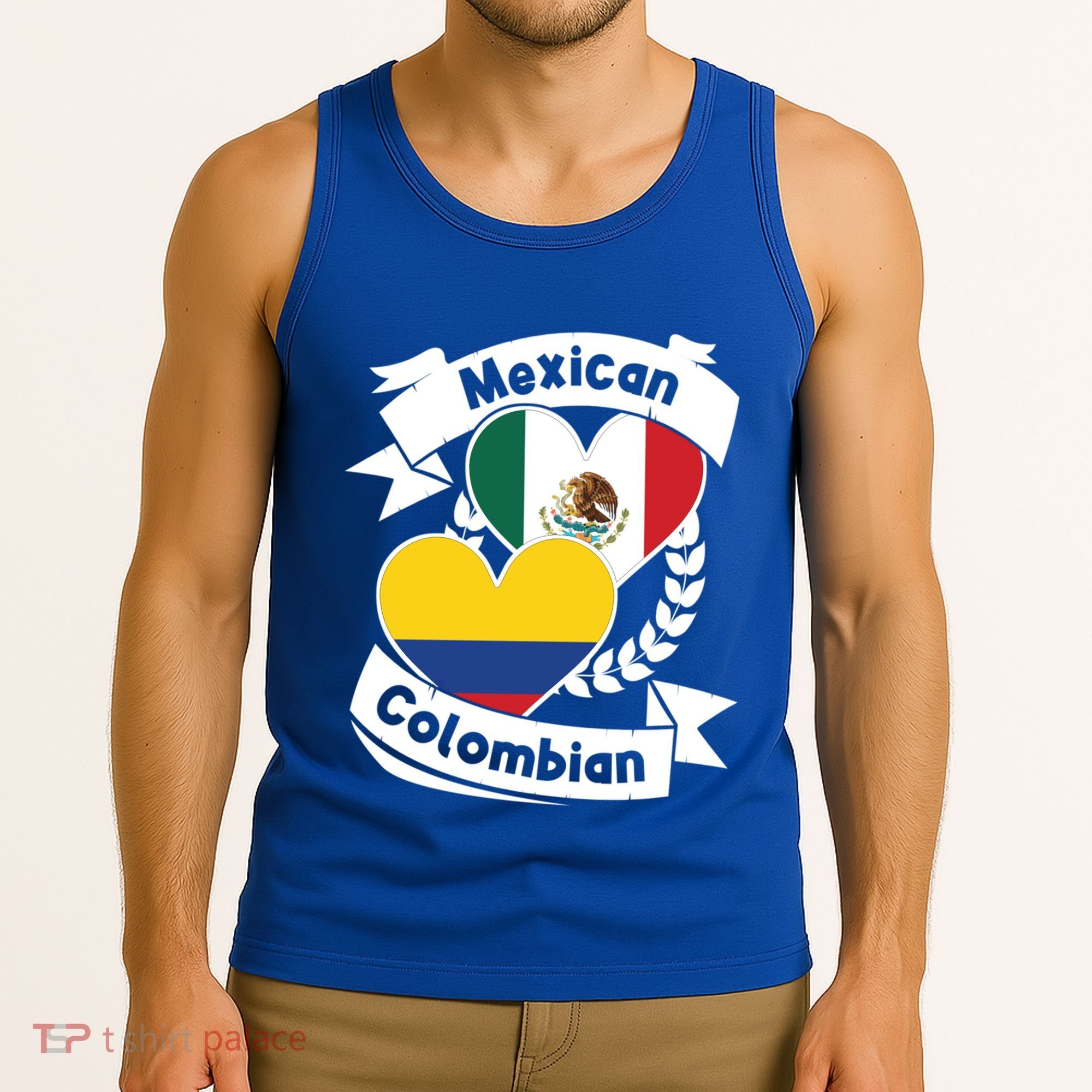 Mexican Colombian Heart Flags Mexico Colombia Gift Tank Top