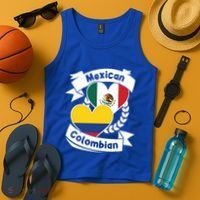 Mexican Colombian Heart Flags Mexico Colombia Gift Tank Top thumb 4