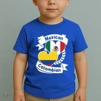Mexican Colombian Heart Flags Mexico Colombia Gift Toddler T-Shirt thumb 2
