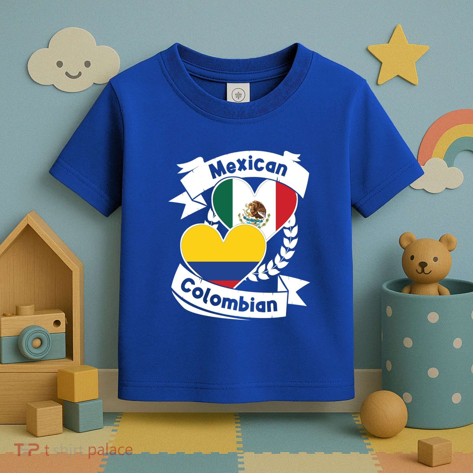 Mexican Colombian Heart Flags Mexico Colombia Gift Toddler T-Shirt