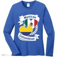 Mexican Colombian Heart Flags Mexico Colombia Gift Women's Long Sleeve Shirt thumb 0