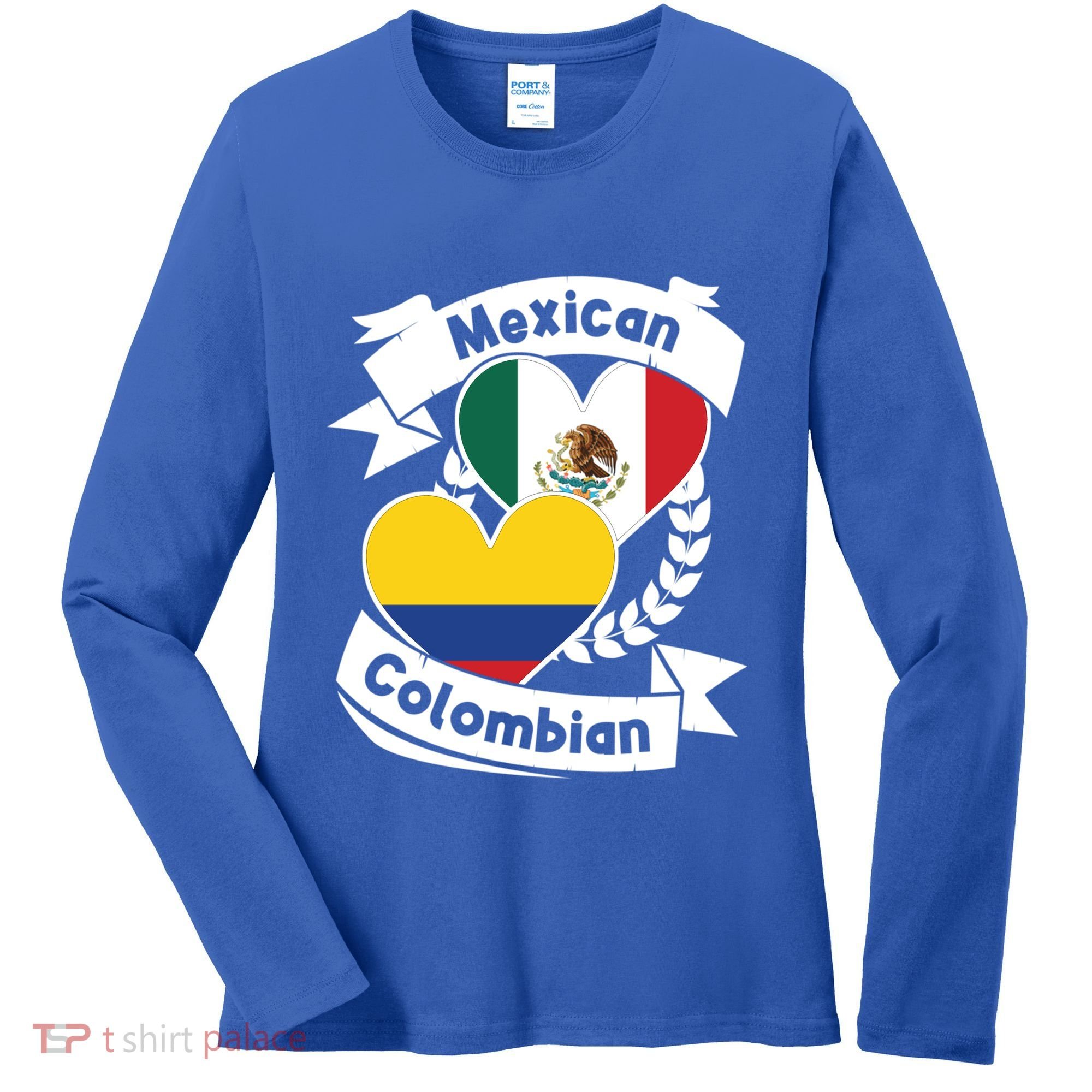 Mexican Colombian Heart Flags Mexico Colombia Gift Women's Long Sleeve Shirt