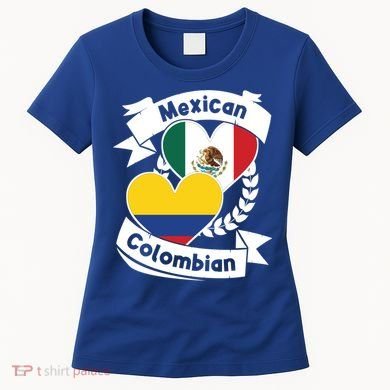 Mexican Colombian Heart Flags Mexico Colombia Gift Women's T-Shirt