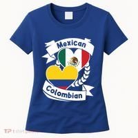 Mexican Colombian Heart Flags Mexico Colombia Gift Women's T-Shirt thumb 0