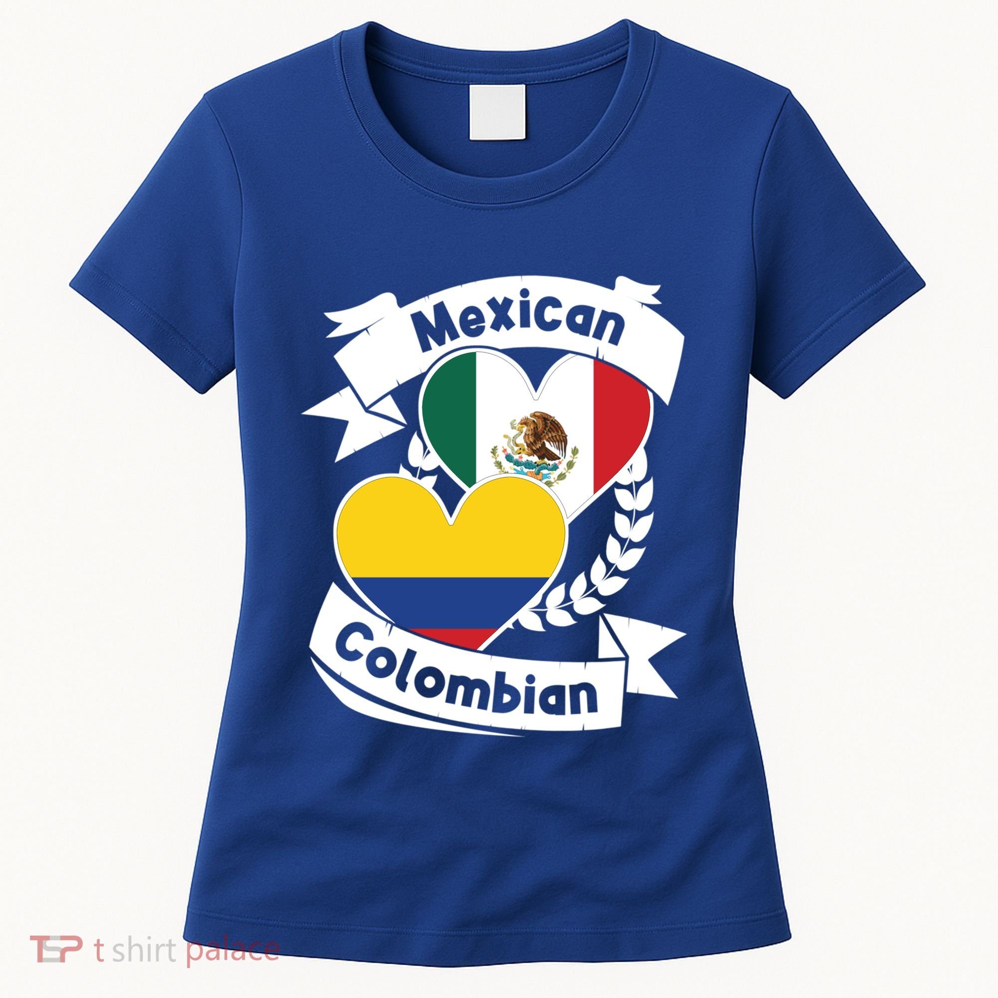 Mexican Colombian Heart Flags Mexico Colombia Gift Women's T-Shirt