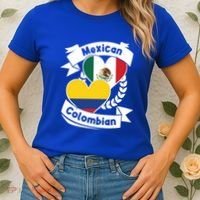 Mexican Colombian Heart Flags Mexico Colombia Gift Women's T-Shirt thumb 2
