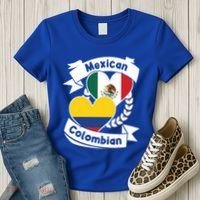 Mexican Colombian Heart Flags Mexico Colombia Gift Women's T-Shirt thumb 3
