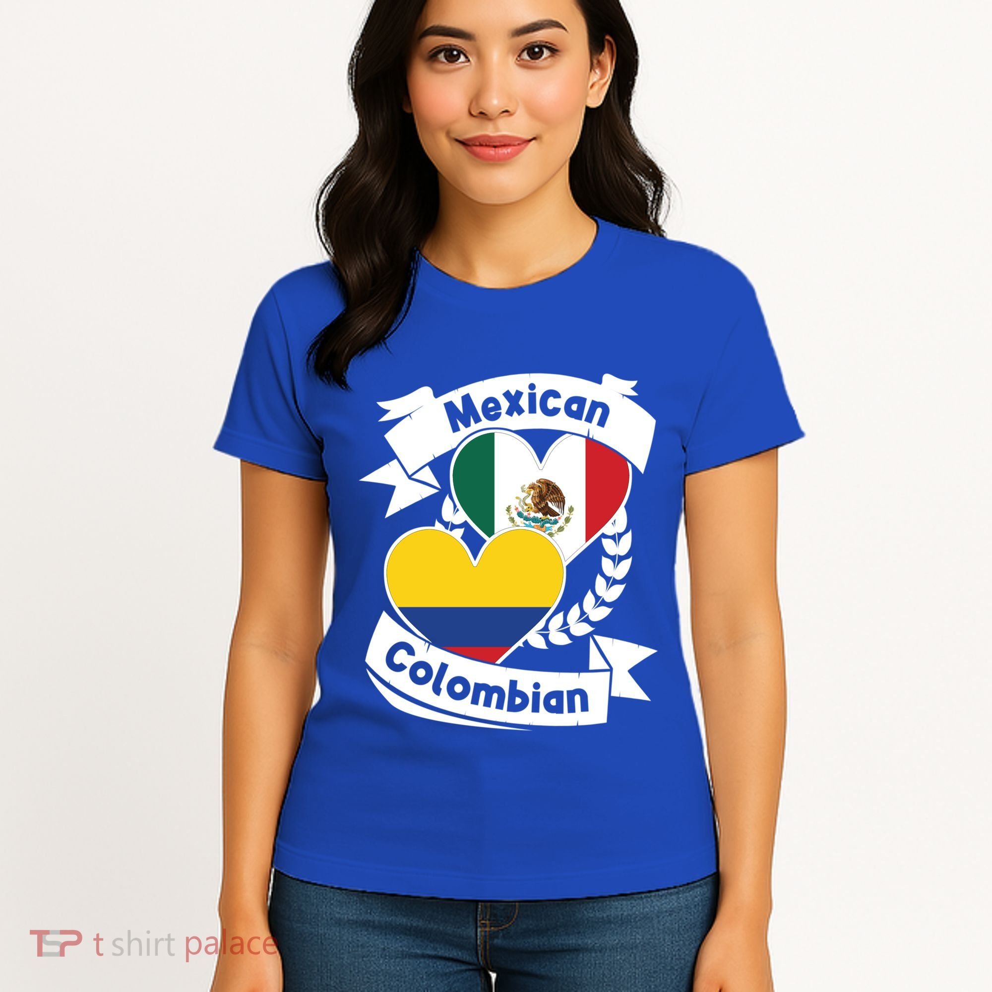 Mexican Colombian Heart Flags Mexico Colombia Gift Women's T-Shirt